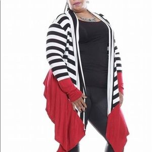 BLACK, WHITE & RED CARDIGAN